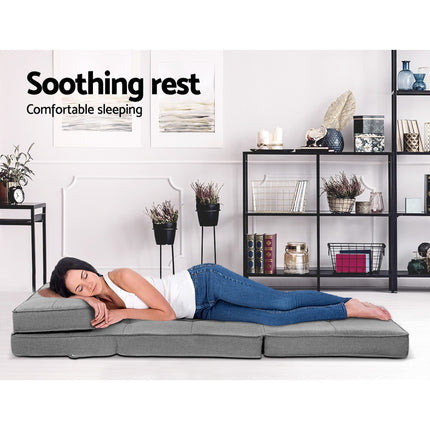 Artiss Floor Lounge Single Sofa Bed Grey Fabric.