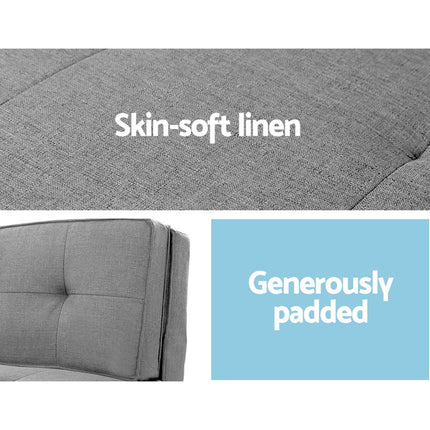 Artiss Floor Lounge Single Sofa Bed Grey Fabric.