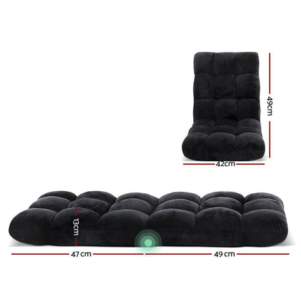 Artiss 2X Lounge Sofa Bed Flannel Fabric Black.