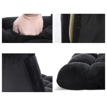 Artiss 2X Lounge Sofa Bed Flannel Fabric Black.