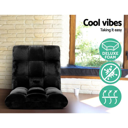 Artiss 2X Lounge Sofa Bed Flannel Fabric Black.