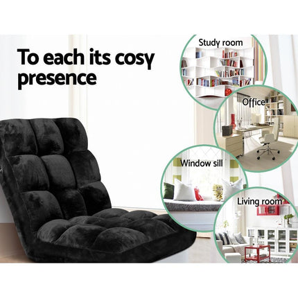 Artiss 2X Lounge Sofa Bed Flannel Fabric Black.