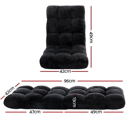 Artiss 4X Lounge Sofa Bed Flannel Fabric Black.