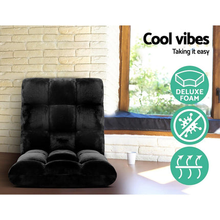 Artiss 4X Lounge Sofa Bed Flannel Fabric Black.