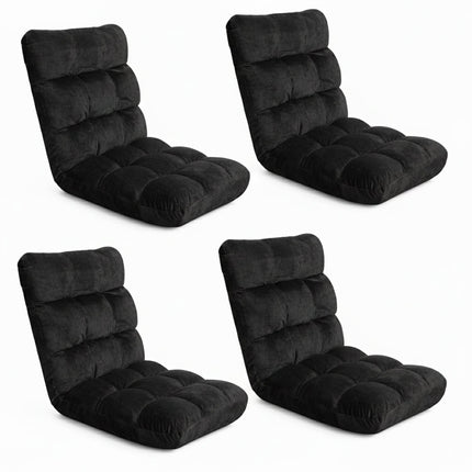 Artiss 4X Lounge Sofa Bed Flannel Fabric Black.