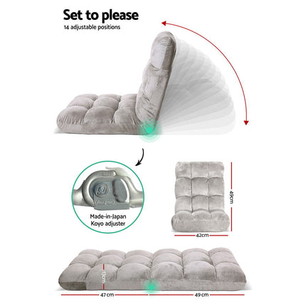 Artiss Lounge Sofa Bed Flannel Fabric Grey.