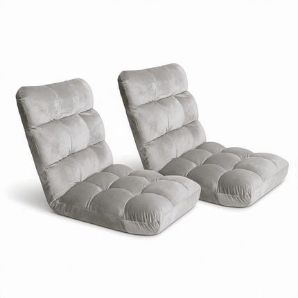 Artiss 2X Lounge Sofa Bed Flannel Fabric Grey.
