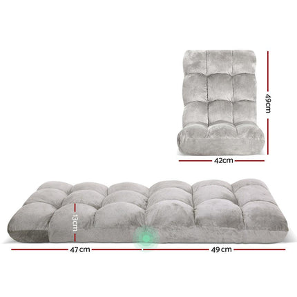 Artiss 2X Lounge Sofa Bed Flannel Fabric Grey.
