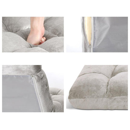 Artiss 2X Lounge Sofa Bed Flannel Fabric Grey.