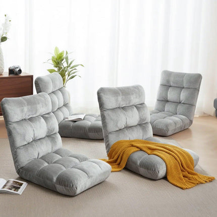 Artiss 4X Lounge Sofa Bed Flannel Fabric Grey.