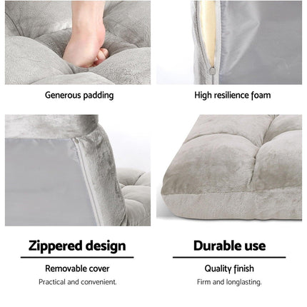 Artiss 4X Lounge Sofa Bed Flannel Fabric Grey.