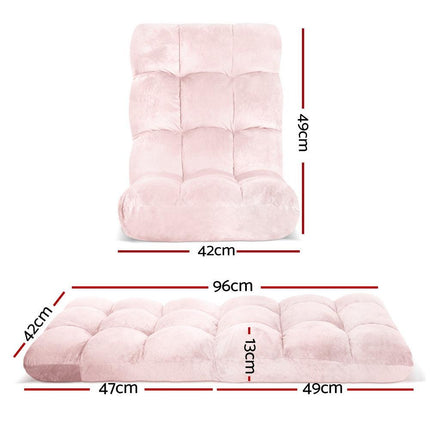 Artiss Floor Lounge Sofa Bed Flannel Fabric Pink.