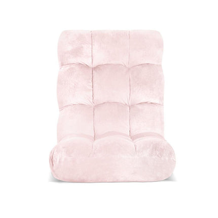 Artiss Floor Lounge Sofa Bed Flannel Fabric Pink.