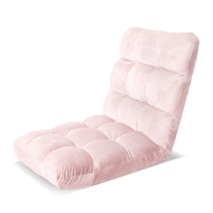Artiss Floor Lounge Sofa Bed Flannel Fabric Pink.