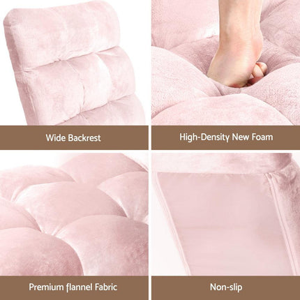 Artiss Floor Lounge Sofa Bed Flannel Fabric Pink.