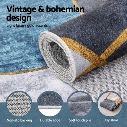 Artiss Washable Floor Rug 160X230cm Large Geometric Area Rug Modern Floor Carpet.