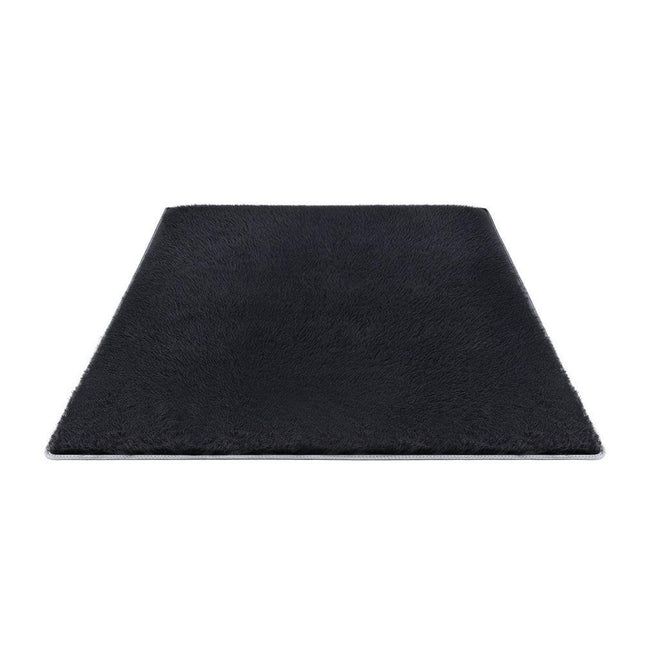 Artiss Floor Rug 140x200cm Plush Area Shaggy Rug Living Room Bedroom Carpet Black.