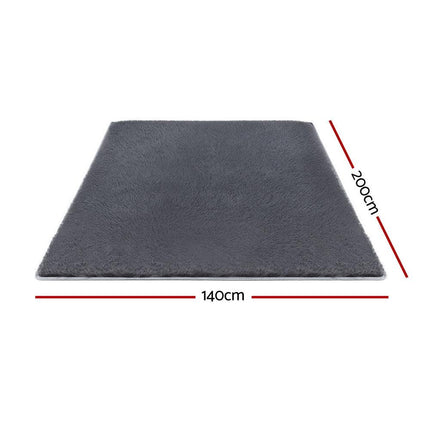Artiss Floor Rug 140x200cm Plush Area Shaggy Rug Living Room Bedroom Carpet Grey.