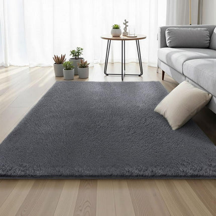 Artiss Floor Rug 140x200cm Plush Area Shaggy Rug Living Room Bedroom Carpet Grey.
