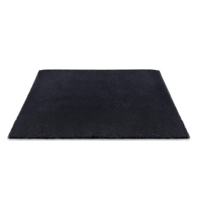 Artiss Floor Rug 200x230cm Plush Area Shaggy Rug Living Room Bedroom Carpet Black.