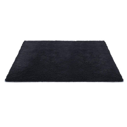 Artiss Floor Rug 200x230cm Plush Area Shaggy Rug Living Room Bedroom Carpet Black.