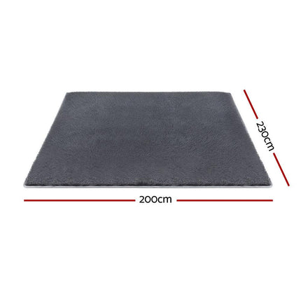 Artiss Floor Rug 200x230cm Plush Area Shaggy Rug Living Room Bedroom Carpet Grey.