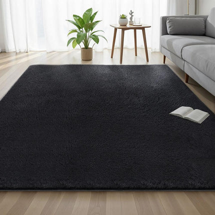 Artiss Floor Rug 200x290cm Plush Area Shaggy Rug Living Room Bedroom Carpet Black.