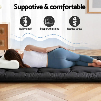 Giselle Bedding 10cm Japanese Floor Mattress Foldable Futon Mattress Washable Cover Straps.