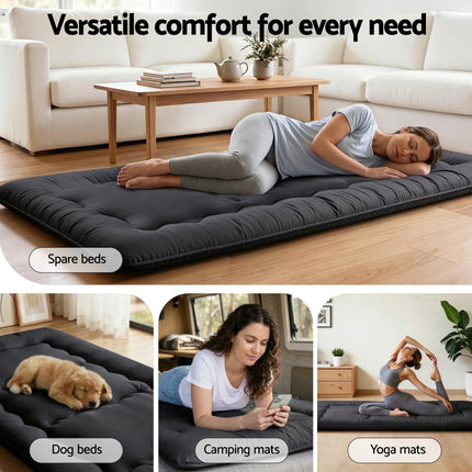 Giselle Bedding 10cm Japanese Floor Mattress Foldable Futon Mattress Washable Cover Straps.