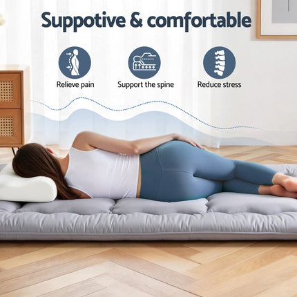 Giselle Bedding 10cm Japanese Floor Mattress Foldable Futon Mattress Washable Cover Straps.
