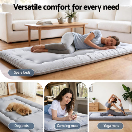 Giselle Bedding 10cm Japanese Floor Mattress Foldable Futon Mattress Washable Cover Straps.