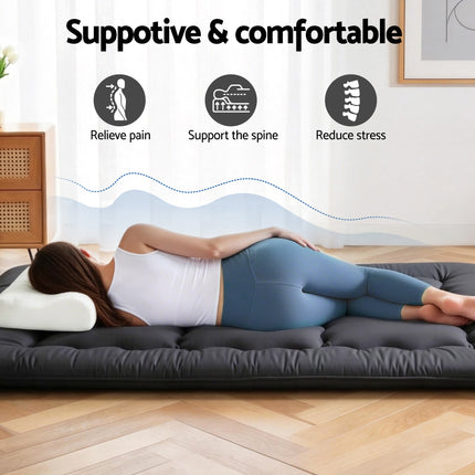 Giselle Bedding 10cm Japanese Floor Mattress Foldable Futon Mattress Washable Cover Straps.