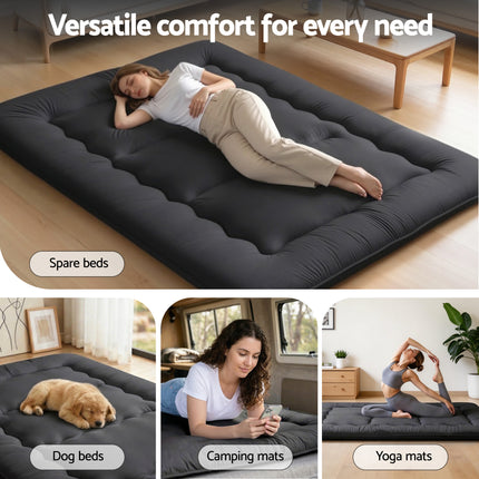 Giselle Bedding 10cm Japanese Floor Mattress Foldable Futon Mattress Washable Cover Straps.