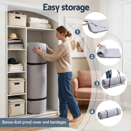 Giselle Bedding 10cm Japanese Floor Mattress Foldable Futon Mattress Washable Cover Straps.