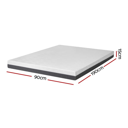 Giselle Bedding Memory Foam Mattress Bed Cool Gel Non Spring 15cm Single.