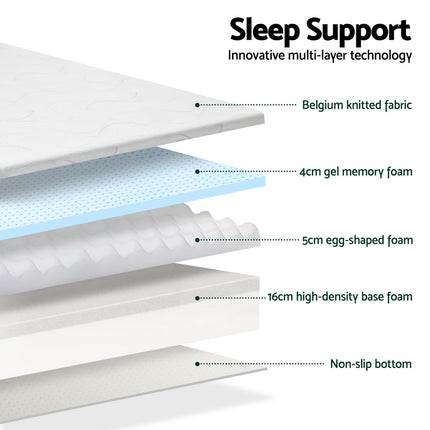 Giselle Bedding Memory Foam Mattress Bed Cool Gel Non Spring 25cm Double.