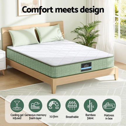 Giselle 25cm Memory Foam Mattress Dual Layer Zipper Cover Cool Charcoal Foam Mattresses Double.