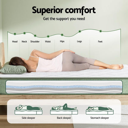Giselle 25cm Memory Foam Mattress Dual Layer Zipper Cover Cool Charcoal Foam Mattresses Double.