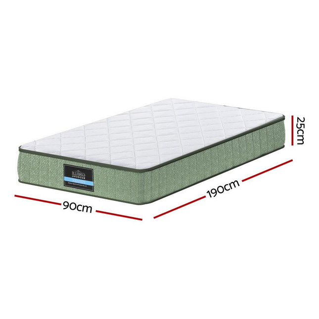 Giselle 25cm Memory Foam Mattress Dual Layer Zipper Cover Cool Charcoal Foam Mattresses Single.