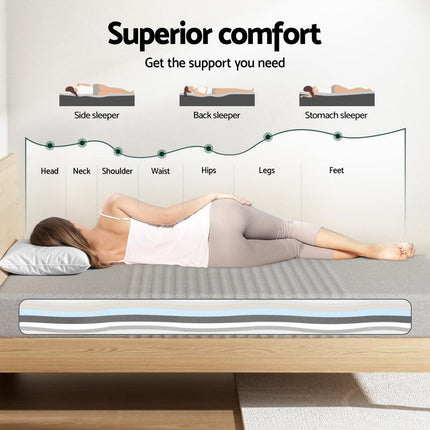Giselle Bedding Cool Gel Memory Foam Mattress Charcoal 7-Zone Washable Bamboo Cover 15cm Double.