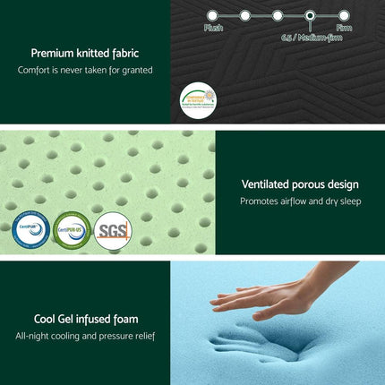Giselle 18cm Memory Foam Mattress Green Tea Foam Cool Gel Foam Mattresses King Single.