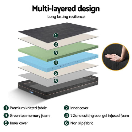 Giselle 18cm Memory Foam Mattress Green Tea Foam Cool Gel Foam Mattresses Single.