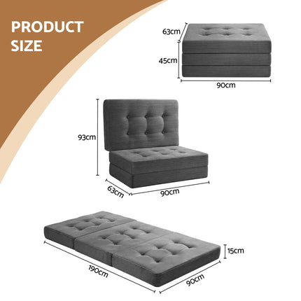 Giselle Single Folding Mattress 15cm Foldable Foam Portable Guest Sofa Bed Camping Mat.