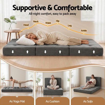 Giselle Single Folding Mattress 15cm Foldable Foam Portable Guest Sofa Bed Camping Mat.