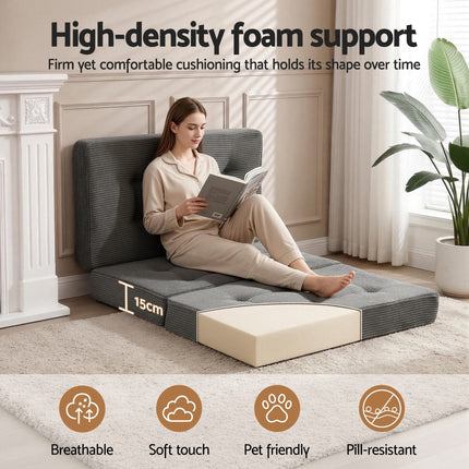 Giselle Single Folding Mattress 15cm Foldable Foam Portable Guest Sofa Bed Camping Mat.