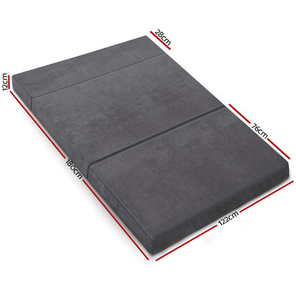 Giselle Bedding Foldable Mattress Folding Foam Bed Mat Double Grey.