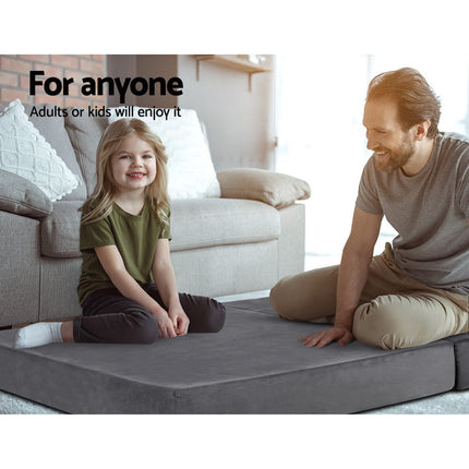 Giselle Bedding Foldable Mattress Folding Foam Bed Mat Double Grey.