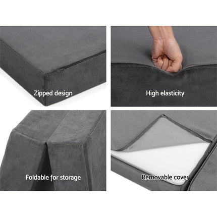 Giselle Bedding Foldable Mattress Folding Foam Bed Mat Double Grey.