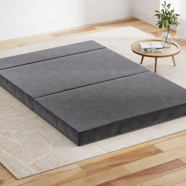 Giselle Bedding Foldable Mattress Folding Foam Bed Mat Double Grey.