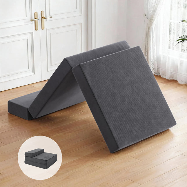 Giselle Bedding Foldable Mattress Folding Foam Bed Mat Single Grey.